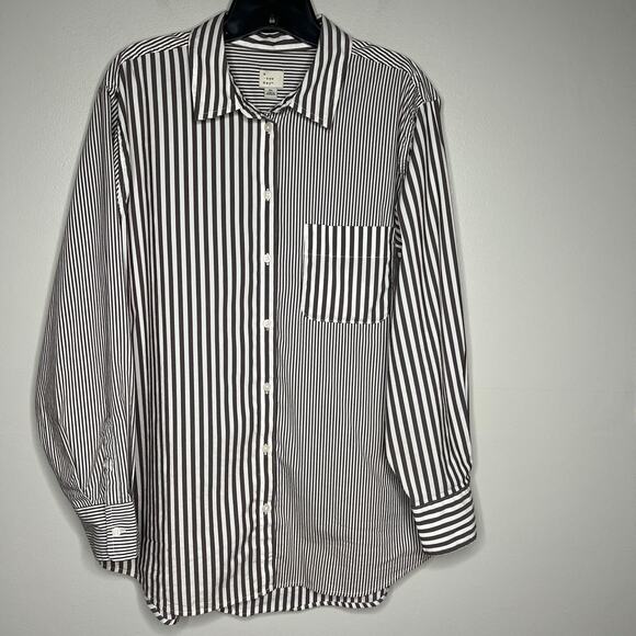 Lot of 2 Women's A New Day XL Button Up Shirt Striped Beach Coastal Lightweight - Picture 2 of 16